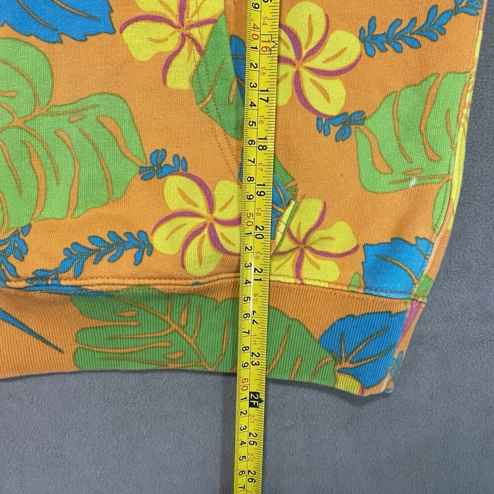 Polo Ralph Lauren Floral Spa Hoodie Medium‎ Sweater Tropical Hibiscus Orange Vtg